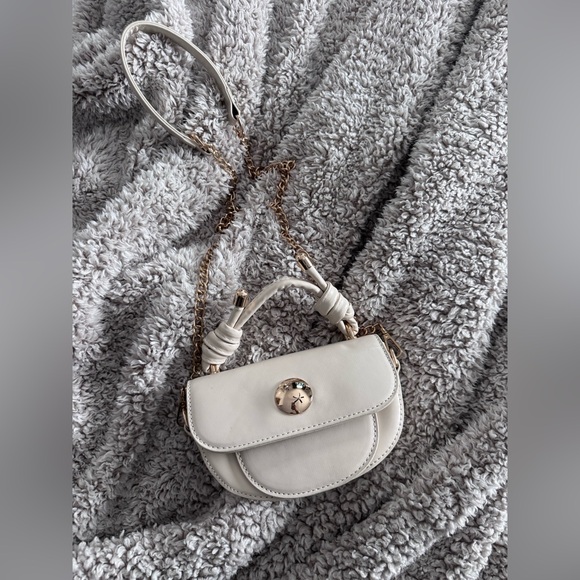 Handbags - Elegant White Mini Handbag with Gold Accents